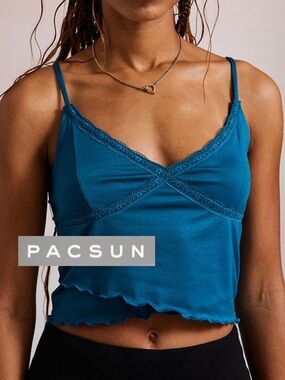 Pacsun Charm NWT Teal Blue Cropped Cami Crossover Tank